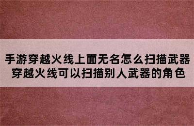 手游穿越火线上面无名怎么扫描武器 穿越火线可以扫描别人武器的角色